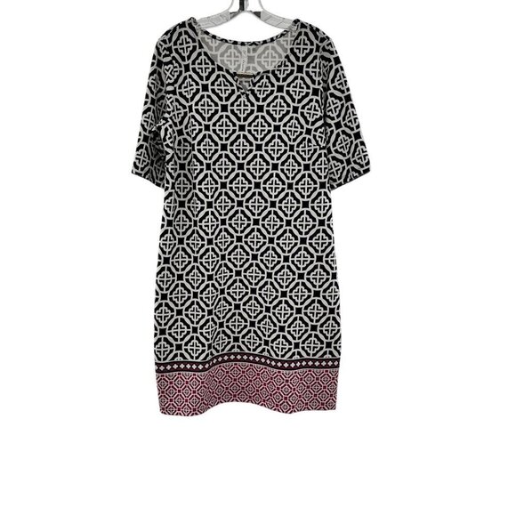 NY Collection Women's Short Sleeve Multicolor Shift Dress Size XL Above Knee - Picture 1 of 9